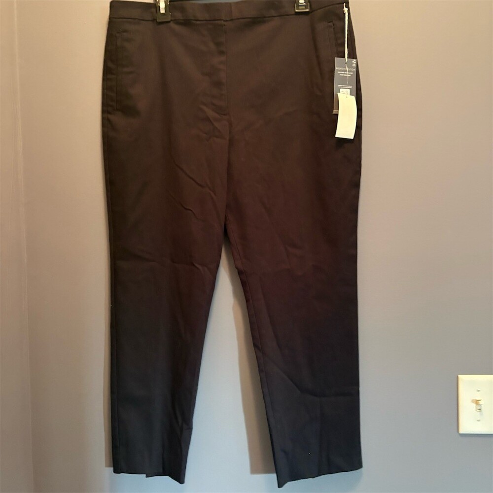 Worthington Dress Pants Womens Size 16 Black Slim Leg Flat Front Pockets